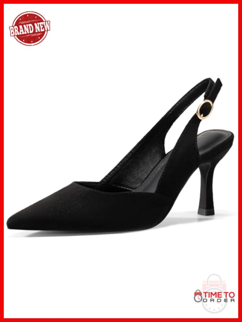 Faux leather slingback kitten heel pumps